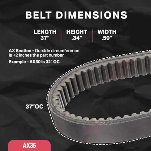 Image of BESTORQ AX35 Cogged V-Belt, Raw Edge X5 EPDM V-Belt, Black, 37 inch Outside Circumference x .51 inch Width x .34 inch Height, Pack of 1