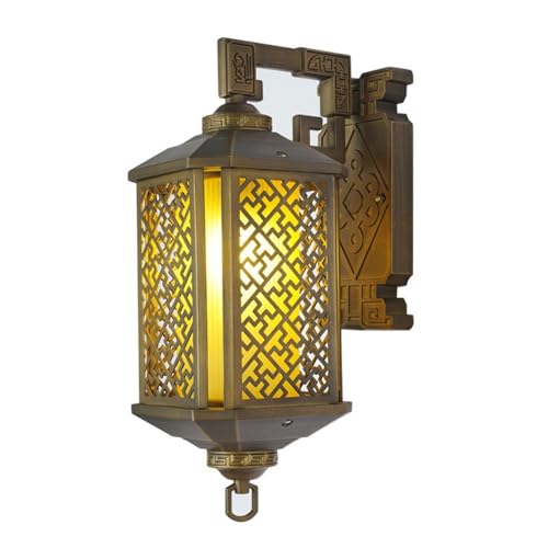 Applique murale d'extérieur en aluminium robuste et métal bronze style lanterne