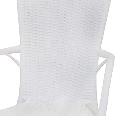 Sunnydaze Segesta All-Weather Faux Wicker Plastic Dining Chair - Commercial Grade - Indoor/Outdoor Use - White - 4 Chairs 41sST4JWJOL. SS400