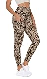 ODODOS Women's High Waisted 7/8 Yoga Leggings with Pockets, 25' Inseam Tummy Control Non See Through Workout Athletic Running Yoga Pants, Leopard, Medium