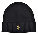 Ralph Lauren Strickmütze Mütze Beanie Fold Over Hat Schwarz