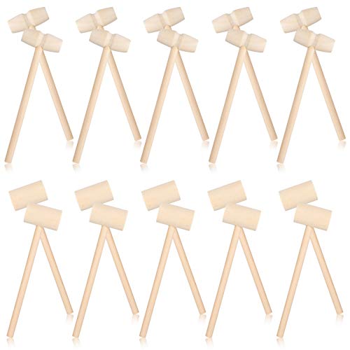 Veraing 20Pcs Wooden Crab Lobster Mallet Mini Wooden Hammer Natural Hardwood Hammers Seafood Lobster Shellfish Tool, Educational Pounding Toy