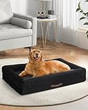 Upvilla Orthopädisches Hundebett XL, Hundekorb Waschbar mit Eierförmiger Kistenschaum，Wasserdicht Hundesofa mit rutschfeste Unterseite und Vierseitiges Kissen (Black, 117x76x19cm)