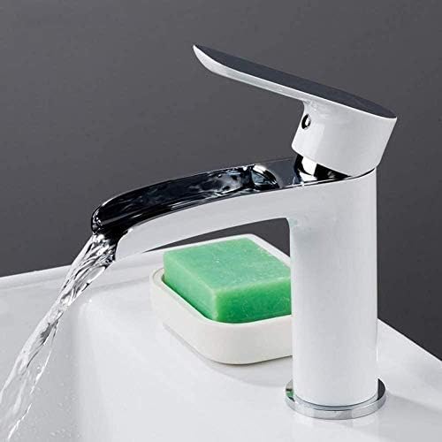 Robinet cascade blanc et chrome en laiton pour lavabo de salle de bain moderne