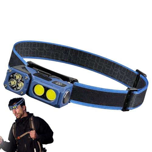 Linterna frontal recargable, faros delanteros para adultos recargables, equipo de camping multimodo ajustable para caza nocturna, trabajo, buceo, espeleología, pesca, senderismo, mochilero