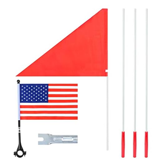 Bike Flag, 6 Feet High Visibility Safety Flag with Heavy Duty Fiberglass Flag Pole, Tear-Resistant Polyester Bicycle Flag and Cycling Handlebar USA Flag, Waterproof Cycle Flag with Bracket (1 Pack)…