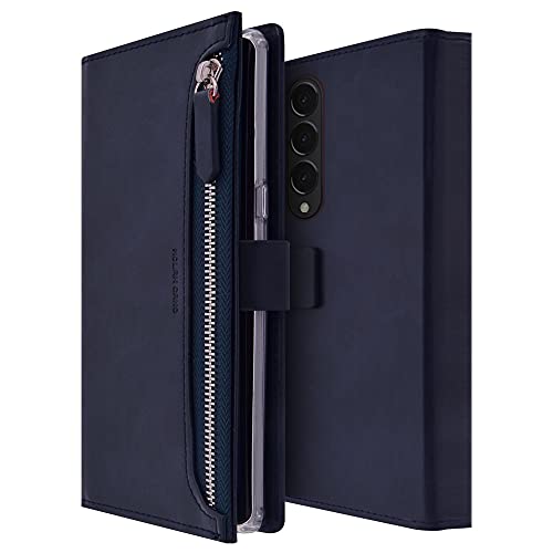 MOLAN CANO Samsung Galaxy Z Fold 3 5G Case 2021, Z Fold 3 case Wallet Design for Galaxy Z Fold 3 5G, Magnetic Flap with Luxury PU Leather Protective Phone Cover for Galaxy Z Fold 3 5G 2021 (Navy)