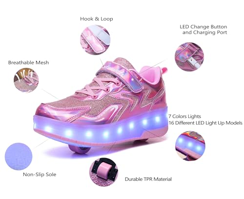 Roller Skate Shoes for Kids Boys Girls LED Roller Sneakers Light Up Fashion Flashing Wheels Shoes Rechargeable3