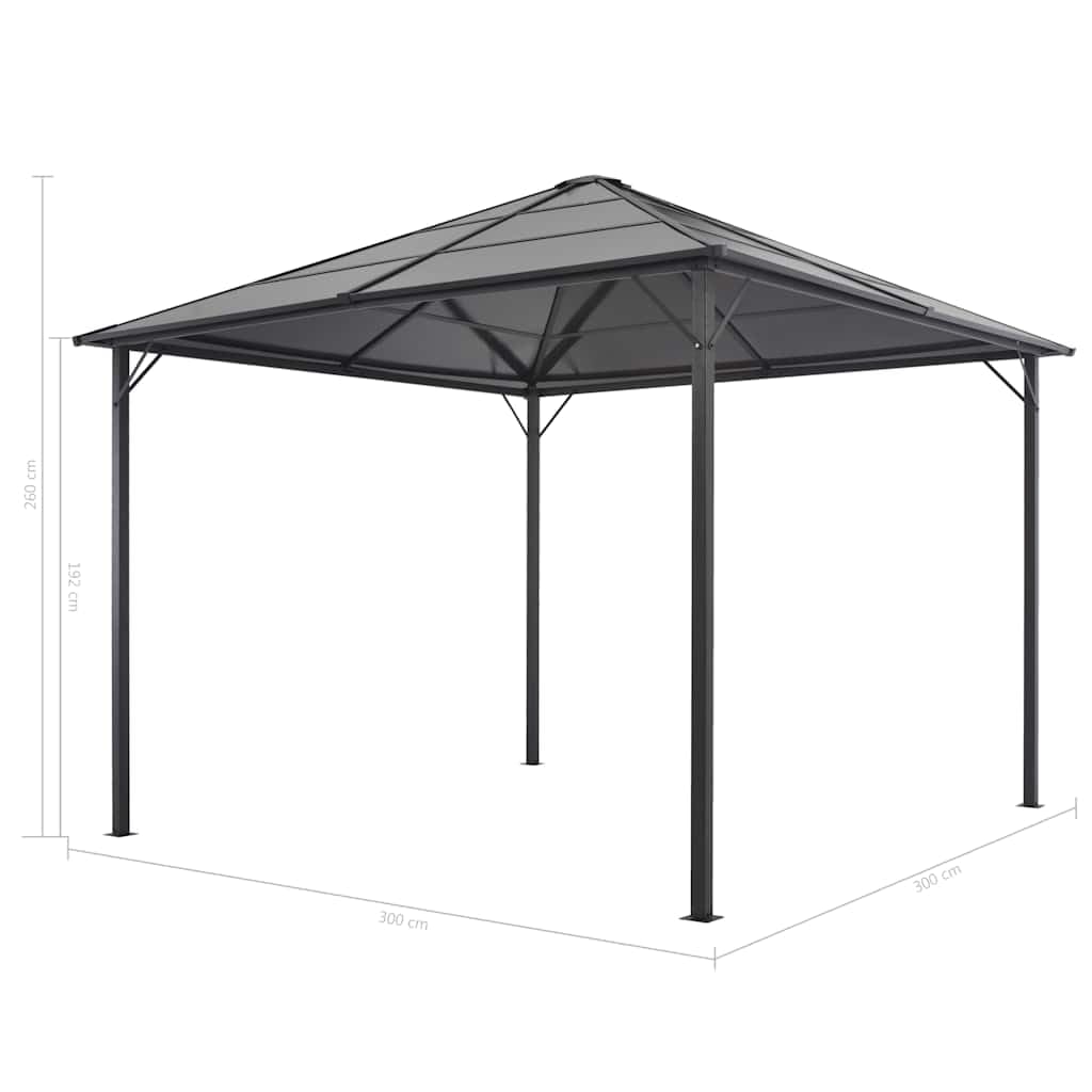 Tienda de campaña para jardín al aire libre con techo de aluminio, 3 x 3 m, color antracita, pabellón para camping, boda, fiesta, mercado, playa