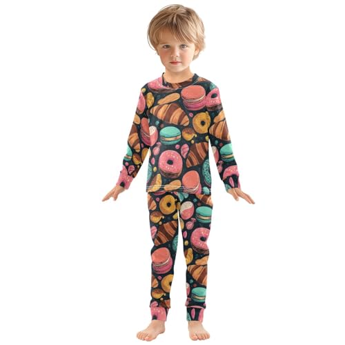 Pajama Sets Long Sleeve Sweet Pastries and Donut Soft Comfy Sleepwear 2 Piece PJS 3-8T2