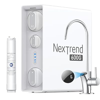 NexTrend Tankless Reverse Osmosis System: 600GPD RO Water Filter Systems Under Sink 7-Stage Filtration NSF 58/372 Smart LED Faucet for Home Kitchen Sink with a Additional CB Filter