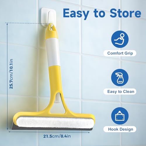 3 in 1 Window Cleaning Scraper, 2025 Upgraded Window Squeegee for Home with Sprayer,Sponge Wipe,Scraper, Bathroom Shower Squeegee for Glass Doors, Mirrors, Tile Shower Walls, Car Windows, Countertop