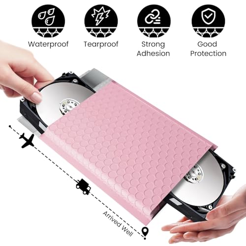 Image of Fuxury 500 Pack Light Pink Bubble Mailers 8.5x12 inch Medium Opaque Bubble Envelopes Strong Adhesion Bubble Mailer Thick Padded Envelopes Mailers for Small Business Mailing Books Clothes Makeup Supplies