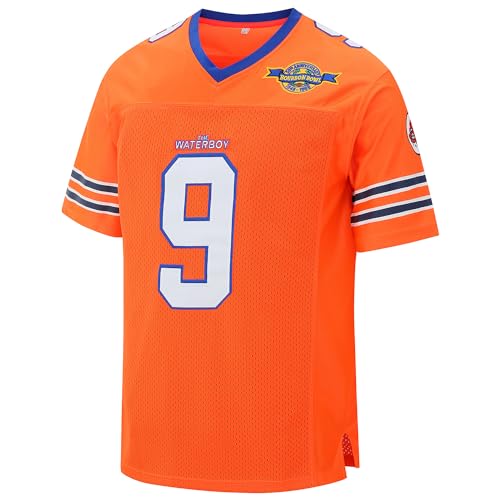 Waterboy #9 Bobby Boucher Adam Sandler 50th Anniversary Movie Football Jersey S-XXXL Orange