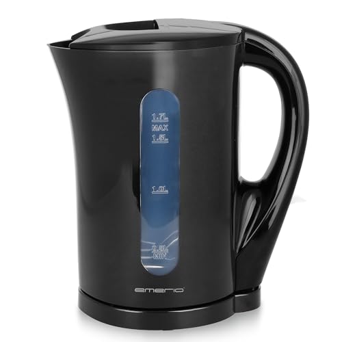EMERIO Wasserkocher BASIC | Kunststoff | 1.7L Volumen mit beleuchtetem Ein-/Aus-Schalter | kabellos | Auto Off | Überhitzungsschutz | herausnehmbarer Kalkfilter | 2200 Watt | WK-123483