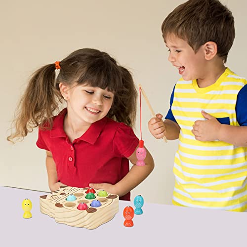 Sgvv90 Wooden Magnetic Fishing Game, Toddler Fine Motor Skills Toys, Montessori Preschool Learning Fishing Toys Gift For Children Kids #TOP5