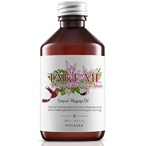 Huile de Massage Relaxante et Sensuelle Monoï 250ml Made in France par Nolavea - Ingrédients 100% Naturels et Bec Verseur Compte-Goutte