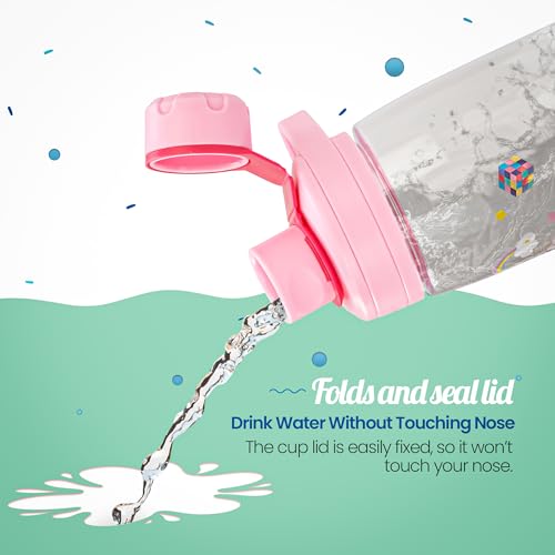 Image of BAYBEE Joy Baby Sipper Water Bottle for Kids | Spill-Proof & BPA Free Safe Sippy Water Bottle 480ml for Kids 6+ Months | Drinking Training Sipper Bottle for School Kids & Toddlers, Boys Girls (Pink)