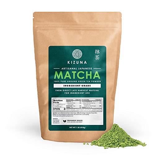 Kizuna Artisanal Japanese Matcha Green Tea Powder - Ingredient Grade - 1lb Double Sealed Pouch