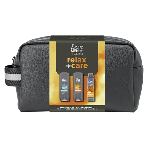Dove Men+Care Geschenkset Sandalwood Deo und Dusche+Eucalyptus Duschgel mit Kulturtasche