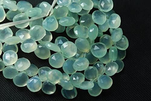 Chalcedony Aqua perles de luxe en forme de cœur facetté pour création bijoux - 2