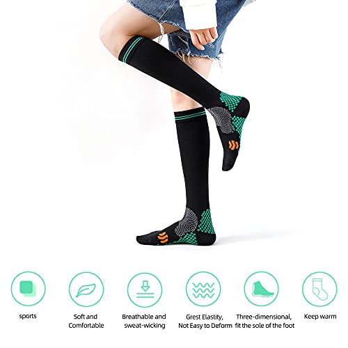 Compressiesokken (2 Paar) voor Heren en Dames 20-30 mmHg Compressiekousen Circulatie voor Fietsen Running Support Socks (XXL, Sky Blue) - Afbeelding 4