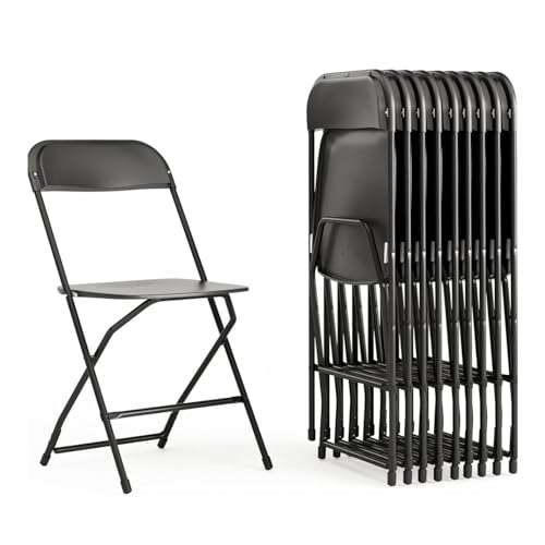Orion91 Silla Plegable Andromeda Polietileno y Estructura Metálica Color Negro (44x44x80 cm) Comedor Camping Oficina Salón Teletrabajo Hostelería Restaurante Cocina - SpazioLuzio-Pack x2