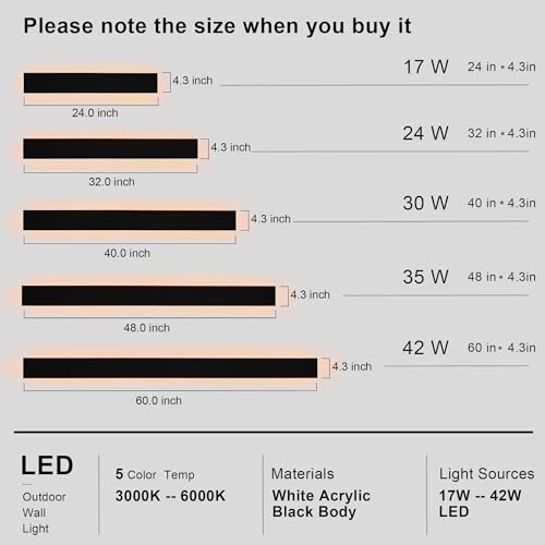 MILUCES 2 Pack 32in Modern LED Outdoor Wall Light, Dimmable 3000K-6000K 5CCT Strip Linear Exterior Wall Sconce Waterproof Ip65 Black 24W LED Long Outdoor Garage Lights Outside Lights for House by MILUCES - Image 8