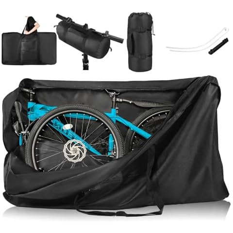 Folding Bike Travel Bag,Heavy Duty 840D Transport Bicycle Storage Carry Bag with Strong Webbing for 26-29 in Mountain 700C Road Bike MTB,Portable Folding Cycling Bags Waterproof for Airplane Shipping Cover