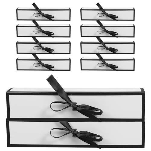 OSOLADY Cajas de Cartón para Chocolates 10 Unidades Blancas Borde Negro, Caja Plegable Alargada para Embalaje de Dulces y Cupcakes, Adecuado para Regalos y Fiestas Obsequios