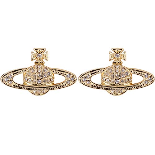 Vivienne Westwood White Diamond Gold Saturn Earrings With exclusive box and paper bag