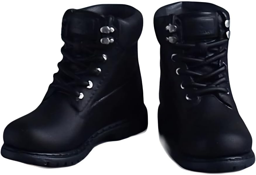 Fremego 1/12 Scale Male Shoes,Plastic Solid Climbing Boots Combat Boot Shoes Model Accessory for 6inch Male Action Figure Body (Black)