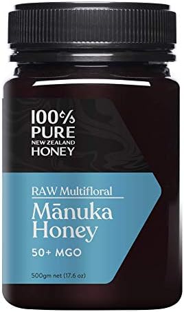 Manuka Honey New Zealand - MGO 50+ Multifloral Mānuka Honey, 100% Pure New Zealand Raw Mānuka Honey, 17.6 Ounce (500g) (Pack of 1)