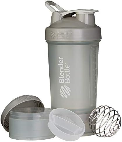 BlenderBottle ProStak System with 22-Ounce Bottle and Twist n' Lock Storage, Pebble Grey