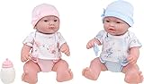 JC Toys Berenguer Boutique Realistic La Newborn 12.5' Washable Vinyl Twins | Blue and Pink Themed Gift Set with Reusable Diaper, Caps, Shirts, Pacifier, Bottles and Birth Certificate