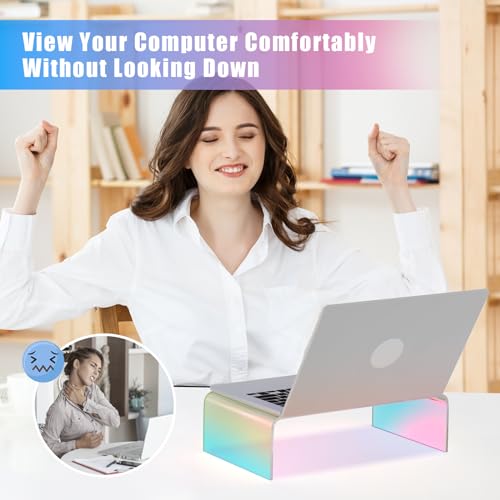 Support de moniteur acrylique irisé ergonomique NiHome pour bureau et PC - 4