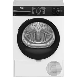 Beko BM3T30230W Wäschetrockner, 10 kg, Frontlader Wärmepumpentrockner, 15 Programme, Sensortrocknung, Säulenfähig, Aquawave Schontrommel, Weiß
