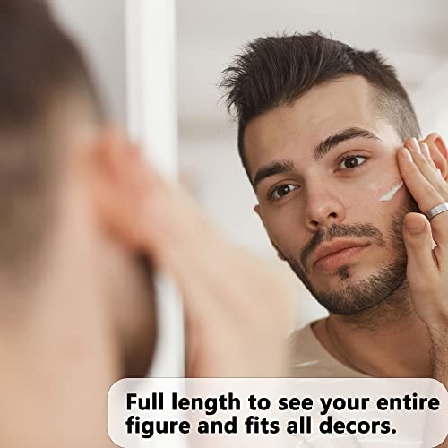 Neutype Full Length Mirror 47" X 16" Door Wall Mirror Wall Mount Over The Door Hanging Mirror With 2 Metal Hangers For Wall Bedroom Bathroom Living Room Decor (White) #TOP1