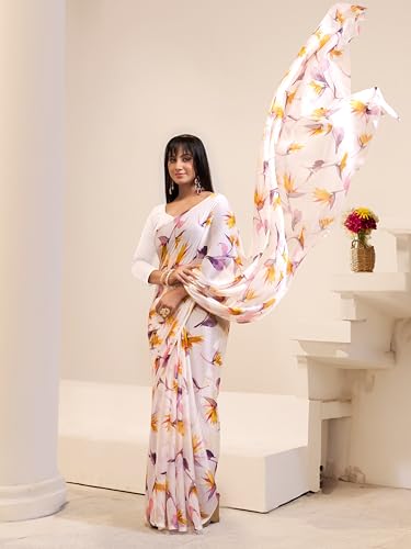 Image of Garden Vareli Floral Print Nara Chiffon Saree 73475
