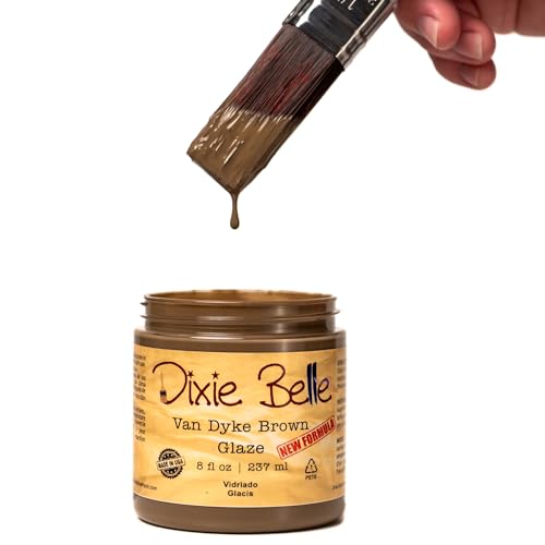 Dixie Belle Glaze | Van Dyke Brown (4oz) | Water-Based Paint Glaze | Paint Finish for Stippling and Color Washing | DIY Home Décor Glaze