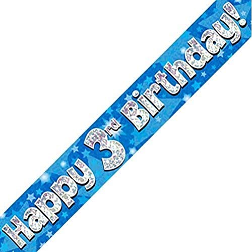 3rd Birthday Blue Holographic Banner by Signature