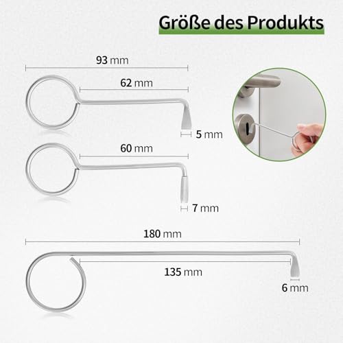 Litorange 3 Stück Universal Dietrich Set zum Öffnen der Tür, Edelstahl Buntbartschlüssel Universal für Zimmertüren,Türöffnungswerkzeug,Lockpicking Tool Set,Dietrich Schlüssel für Schrank