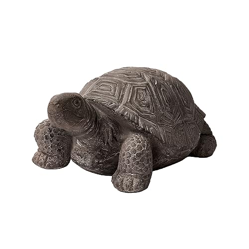 XBrand 16.1 in. L Grey Polystone Walking Turtle Statue, Indoor Outdoor Garden, Yard, Patio and Living Room Decorative Sculpture for Home Decor Display