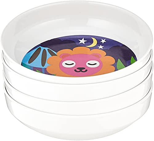 French Bull 4pc Toddler Kids Feeding Melamine Tableware Flatware BPA Free Dishwasher Safe, Durable Plate, Cup, bowl, Divided Tray Dinnerware Set, Jungle, 4pc bowl set (74291)