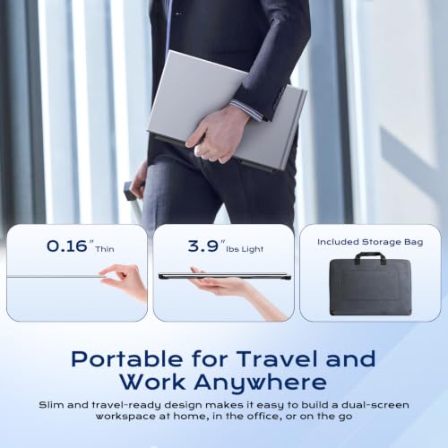 Image of 15.6 inch Laptop Screen Extender, Dual 1080P FHD IPS Portable Monitor for 13-17.3 inch Laptops, Plug and Play Triple Screen with USB-C HDMI, 300 Nits, 100% sRGB, Built-in Speakers for Work, Travel, Gaming