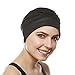 Beemo Swim Caps for Women Swimming Turban Polyester Latex Lined Pleated for Ladies - Black