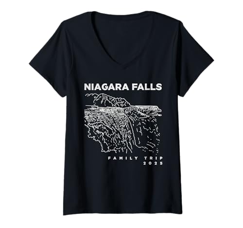 Mujer Recuerdo de viaje familiar a las Cataratas del Niágara Canadá Nueva York 2025 Camiseta Cuello V