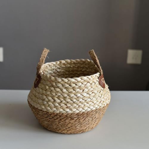 Cache-pot tressé en feuilles de maïs : rangement naturel pour petits objets