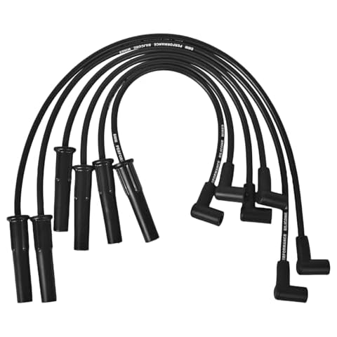 RLP Silicone Spark Plug Wires Set 8.0mm 6 Wires Black for HEI Distributor Compatible with Ford Truck 6 Cylinder 250 300 4.9L Cover