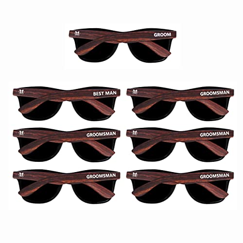 Image of LADY&HOME Bachelor Party 7pcs Wedding Sunglasses for Groom, Best Man, Groomsmen Gifts Wedding Favor